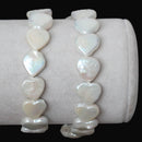 1/2" HEART Cultured Freshwater PEARL Beads 13x13mm, white with iridescent rainbow sheen, full strand,  about 34 beads,  gpe0032