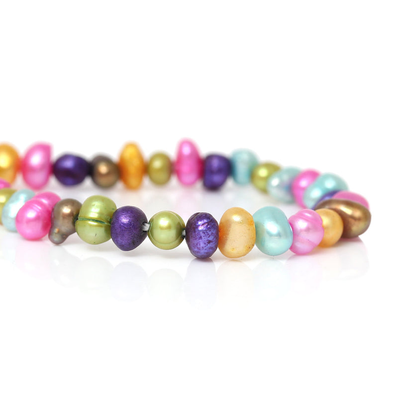 3mm to 6mm Potato Pearls, Small Rainbow Dyed Cultured Freshwater PEARL Beads, mixed bright colors, full strand, gpe0033