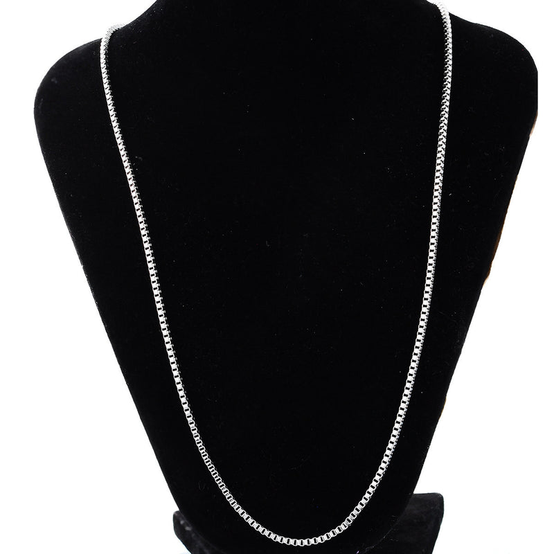 2 Stainless Steel BOX Chain Necklaces with Lobster Clasp, non tarnish, 20" long 2mm thick, fch0287
