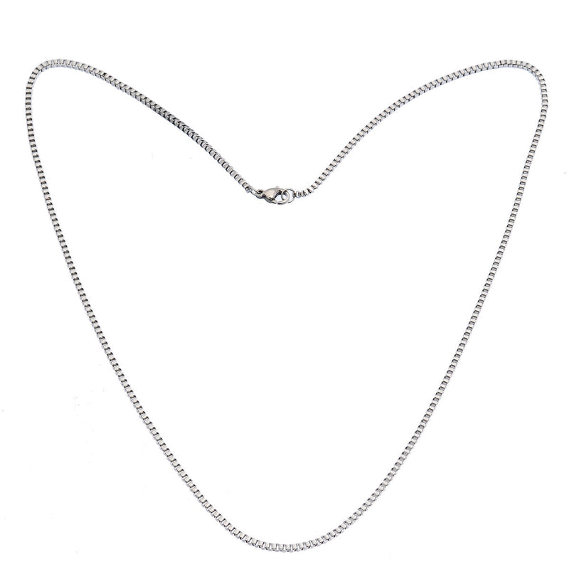 10 Stainless Steel BOX Chain Necklaces with Lobster Clasp, non tarnish, 22" long 2mm thick, fch0513