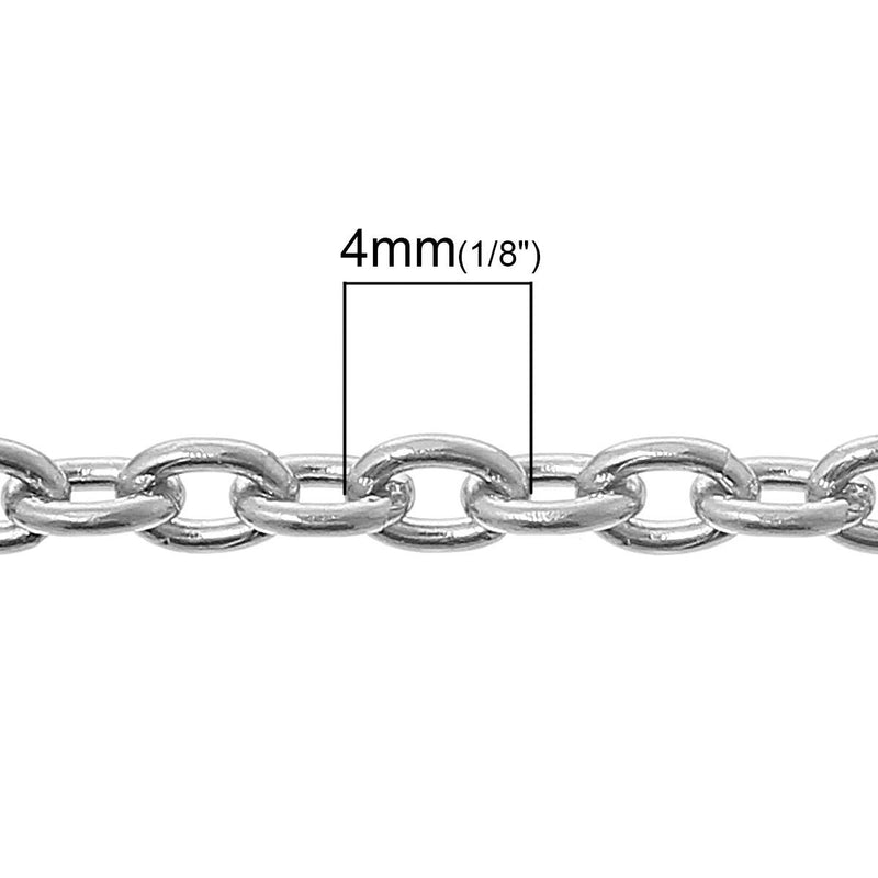 2 meters Stainless Steel Unsoldered Cable Link Chain, 4x3mm  fch0289