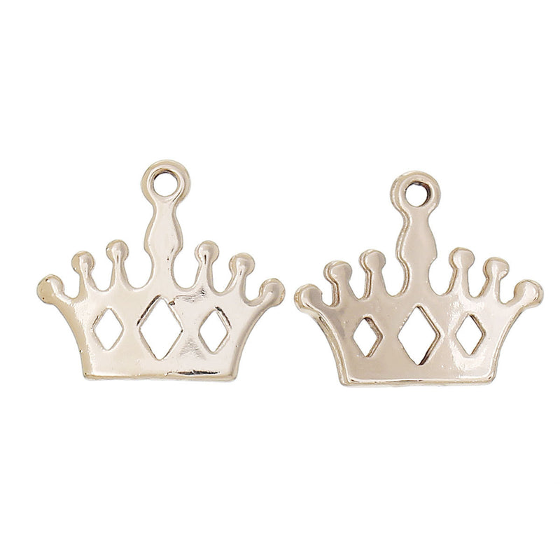 10 CROWN Charm Pendants, gold plated metal, 17x15mm, chg0287