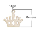 10 CROWN Charm Pendants, gold plated metal, 17x15mm, chg0287