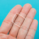 40 Thin Bright Silver Plated Metal SQUARE Brass Jewelry Connector Links . 20mm  CHS0349