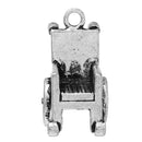 3 Silver Tone WHEELCHAIR Charms, disabled representation, 26x14mm  chs1980