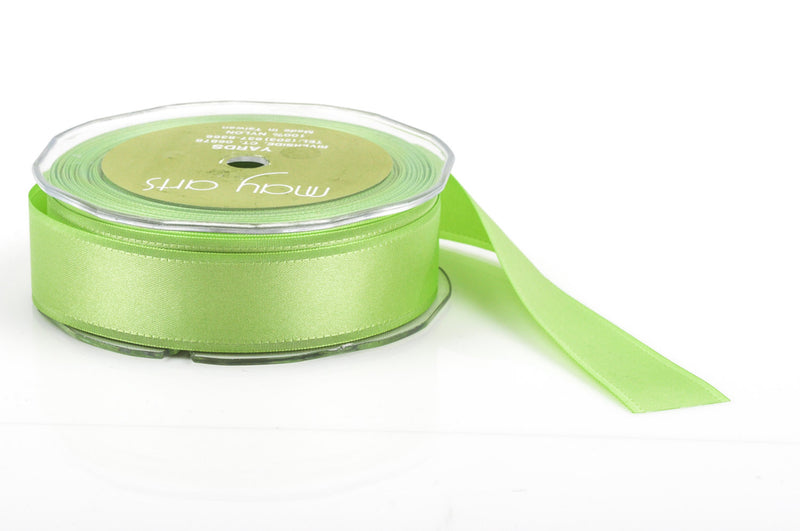 1" inch wide SPRING GREEN Double Faced Satin Ribbon with Grosgrain Edge 2 yards (6 feet)  rib0093