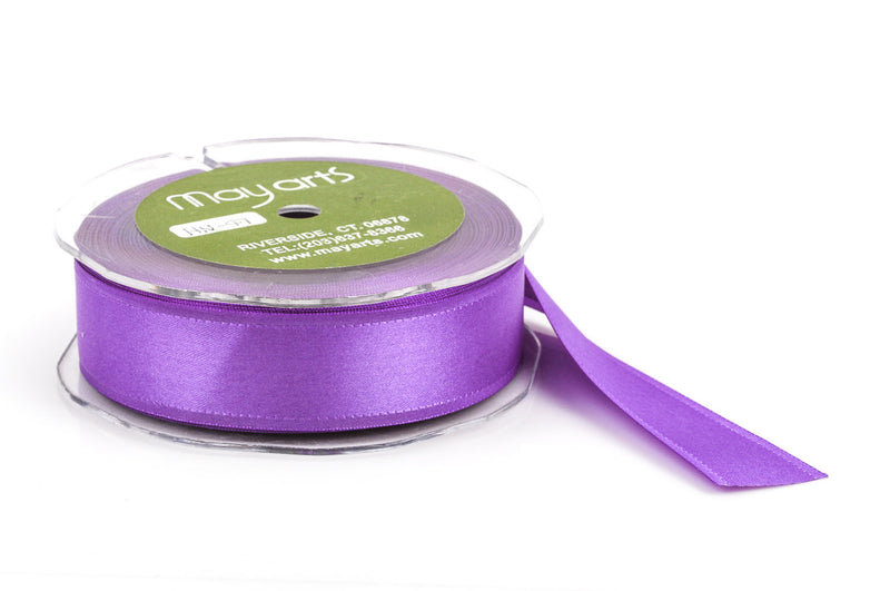 1" inch wide PURPLE Double Faced Satin Ribbon with Grosgrain Edge 2 yards (6 feet)  rib0097
