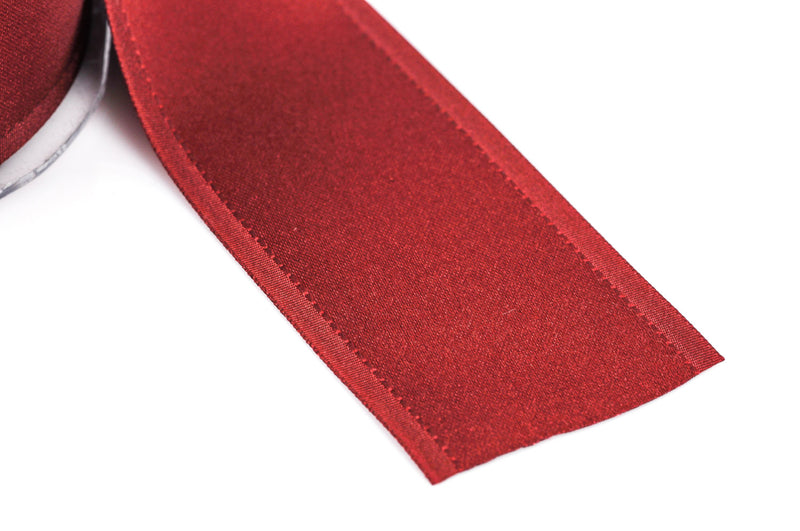 1-1/2" inch wide MAROON RED Double Faced Satin Ribbon with Grosgrain Edge 2 yards (6 feet)  rib0106