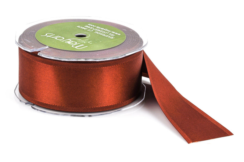 1-1/2" inch wide RUST RED BROWN Double Faced Satin Ribbon with Grosgrain Edge 2 yards (6 feet)  rib0107