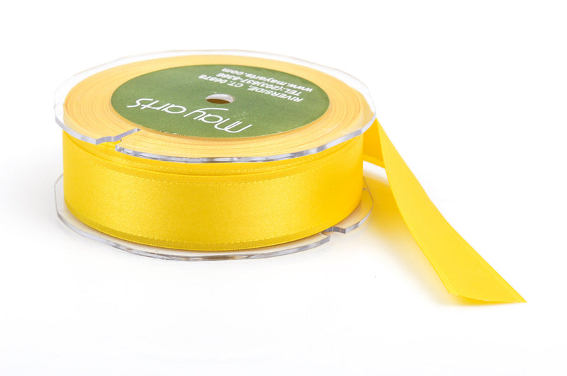 1" inch wide BRIGHT YELLOW Double Faced Satin Ribbon with Grosgrain Edge 2 yards (6 feet)  rib0096