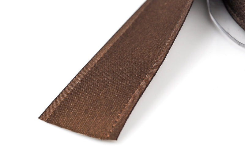 1" inch wide CHOCOLATE BROWN Double Faced Satin Ribbon with Grosgrain Edge 2 yards (6 feet)  rib0100