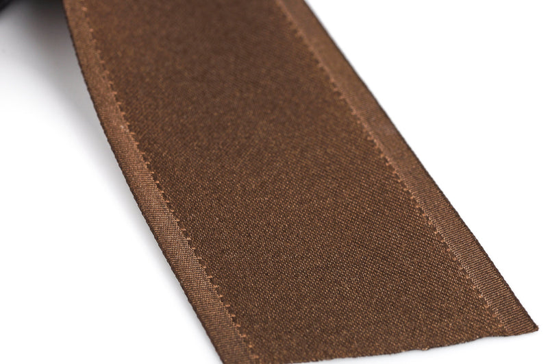 1-1/2" inch wide CHOCOLATE BROWN Double Faced Satin Ribbon with Grosgrain Edge 2 yards (6 feet)  rib0110