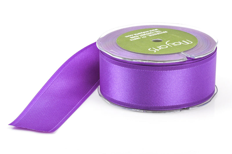 1-1/2" inch wide PURPLE Double Faced Satin Ribbon with Grosgrain Edge 2 yards (6 feet)  rib0114