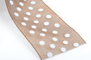 1-1/2" inch wide CHOCOLATE BROWN Ribbon Sheer Organza with White Polka Dots, 2 yards (6 feet)  rib0116