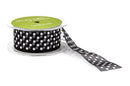 1-1/2" inch wide BLACK Ribbon Sheer Organza with White Polka Dots, 2 yards (6 feet)  rib0117