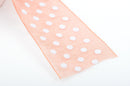 1-1/2" inch wide ORANGE CORAL TANGERINE Ribbon Sheer Organza with White Polka Dots, 2 yards (6 feet)  rib0124