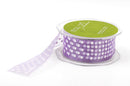 1-1/2" inch wide LAVENDER PURPLE Ribbon Sheer Organza with White Polka Dots, 2 yards (6 feet)  rib0121