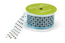 1-1/2" inch wide LIGHT BLUE Ribbon Sheer Organza with Brown Polka Dots, 2 yards (6 feet)  rib0118