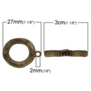 Bronze HAMMERED CIRCLE Toggle Clasp Connectors, fcl0154a