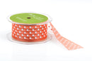 1-1/2" inch wide ORANGE CORAL TANGERINE Ribbon Sheer Organza with White Polka Dots, 2 yards (6 feet)  rib0124
