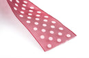 1-1/2" inch wide MAROON RED Ribbon Sheer Organza with White Polka Dots, 2 yards (6 feet)  rib0126