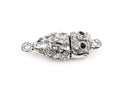 5 Silver Magnetic OWL Clasps, Connector Charms with Clear Rhinestones, fcl0152