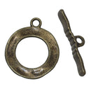Bronze HAMMERED CIRCLE Toggle Clasp Connectors, fcl0154a