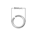 50 Silver Plated Open Jump Rings 8mm x 1.2mm, 16 gauge wire, copper base with silver plating,  jum0151a