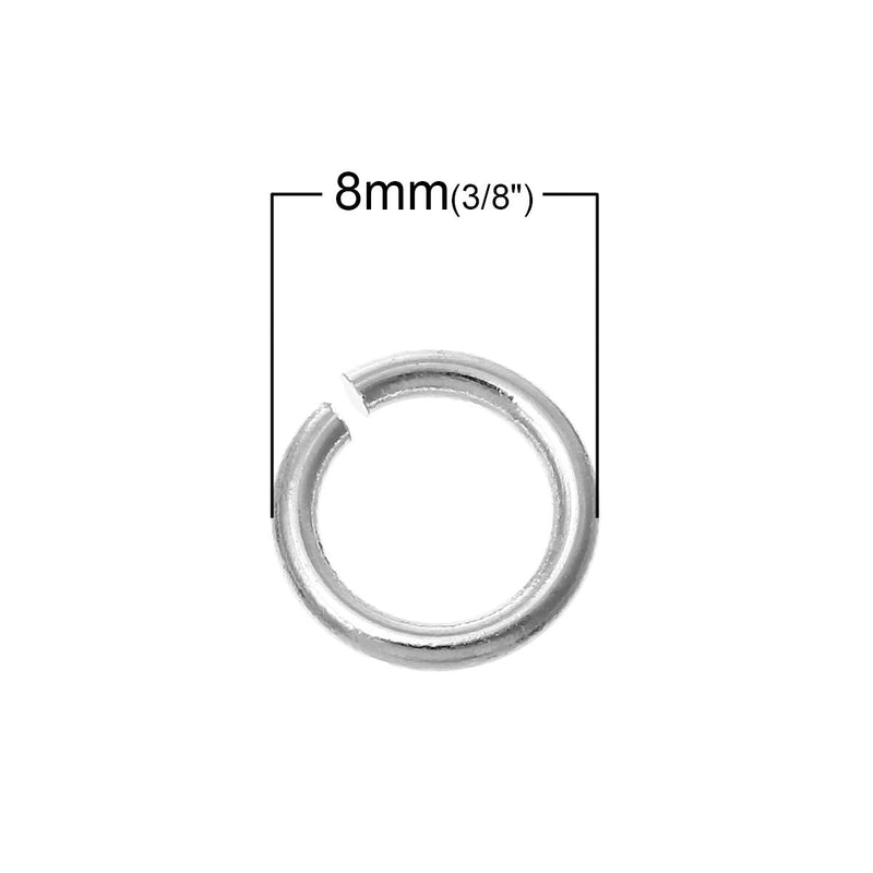 50 Silver Plated Open Jump Rings 8mm x 1.2mm, 16 gauge wire, copper base with silver plating,  jum0151a