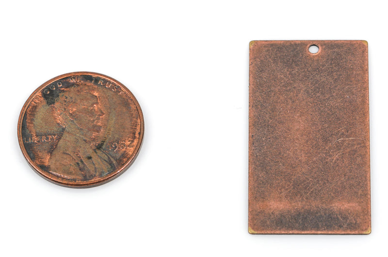 10 Distressed Copper Plated Stamping Blanks, Charms, LARGE RECTANGLE shape 1-1/4" x 3/4" 24 gauge msb0287