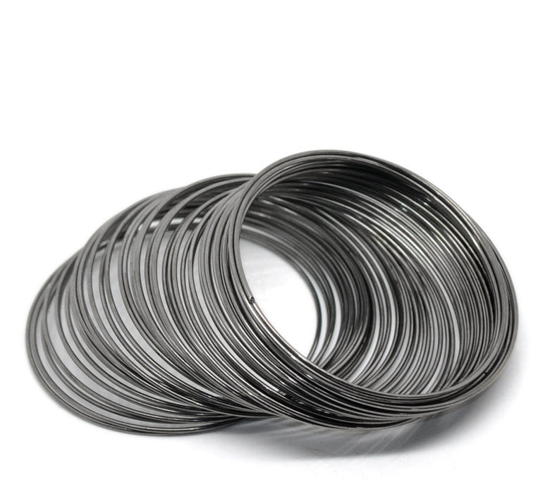 100 Gunmetal Steel Metal Memory Wire Loops  55mm, small bracelet, about 2-1/4" diameter 18 gauge wir0024