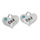 20 Bulk Antique Silver Blue Rhinestone "Dad" Heart Charm Pendant 17x15mm  chs2001b