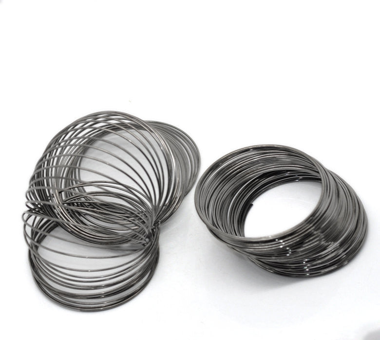 100 Gunmetal Steel Metal Memory Wire Loops  55mm, small bracelet, about 2-1/4" diameter 18 gauge wir0024
