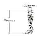 10 Silver Old Fashioned LADIES BOOT Shoe Charm Pendants chs1996