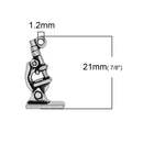 5 MICROSCOPE SCIENCE Charms, school learning, antique silver tone metal pendants chs2012
