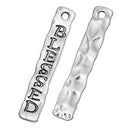 8 Antique Silver "Blessed" Hammered Metal Tags religious charms, bar pendant, stamped rectangle charm,  chs2007
