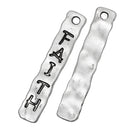 8 Antique Silver "Faith" Hammered Metal Tags religious charms, bar pendant, stamped rectangle charm chs2015