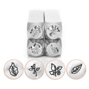 Set of 4 NATURE Design Stamps, ImpressArt Metal Design Stamps, 4-pack, 6mm, leaf and flower, leaves, tol0392
