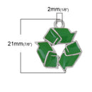 4 Enamel REDUCE REUSE Recycle Dark Green Charm Pendants . che0487