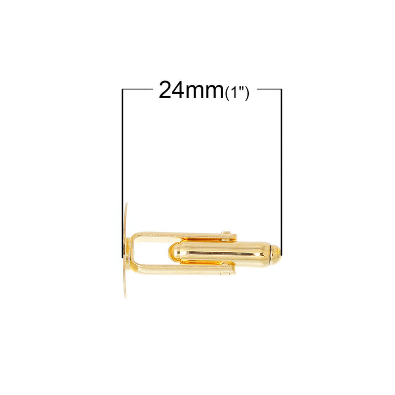 10 Gold Plated CUFF LINKS Blanks, CUFFLINKS with 15mm Pad  fin0445