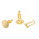 10 Gold Plated CUFF LINKS Blanks, CUFFLINKS with 15mm Pad  fin0445