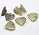 2 Antique Bronze Swirl Pattern Heart Picture/ Photo Frame Locket Pendants 29x29mm (Fits 21x17mm) CHB0395