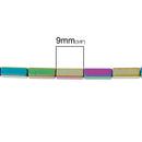 9x3mm Titanium Coated HEMATITE Gemstone RECTANGLE Column Bar Beads . genuine carved stone, full strand, about 46 beads, ghe0092