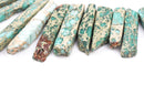 Aqua Terra Jasper Gemstone Stick Beads, polished natural gemstone, blue green stone, 1/2" to 2-1/2" full strand, about 48 beads, gja0074
