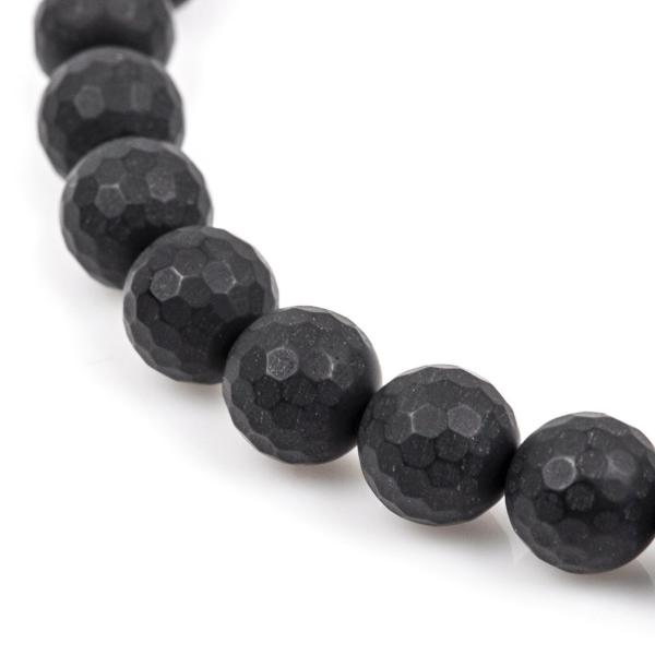 4mm Round MATTE BLACK ONYX Beads, Faceted, frosted, full strand, gon0023