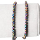 4mm Round Titanium Matte MARDI GRAS HEMATITE Gemstone Beads, full strand  ghe0093