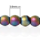 4mm Round Titanium Matte MARDI GRAS HEMATITE Gemstone Beads, full strand  ghe0093