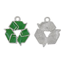 4 Enamel REDUCE REUSE Recycle Dark Green Charm Pendants . che0487