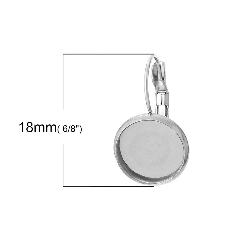 10 (5 pairs) STAINLESS STEEL cabochon bezel setting lever back earring components, fits 6mm round inside tray fin0448