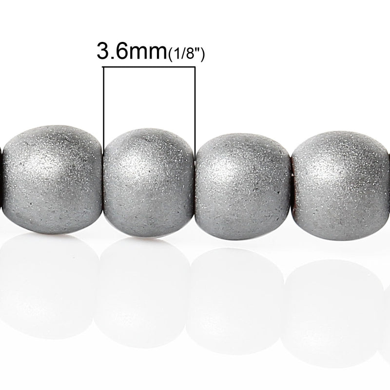 4mm Round Titanium Matte SILVER HEMATITE Gemstone Beads, full strand  ghe0094